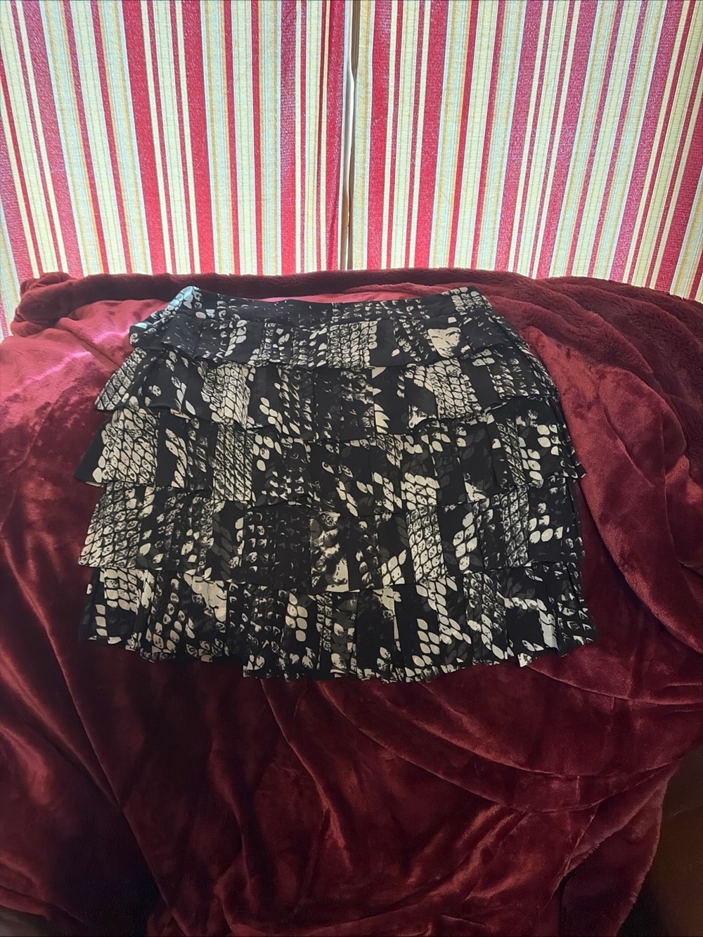 Nue Options Black and White Layered Ruffle Mini Skirt